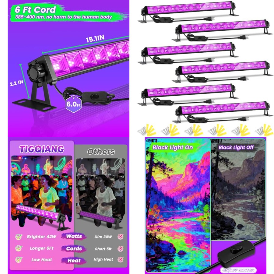 4W Pack LED Black Light Bar, B - огляд і ціна Light Switch