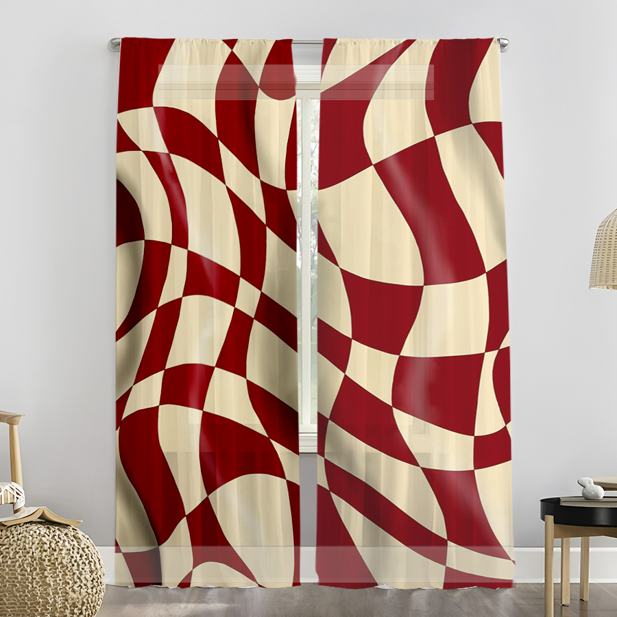 2PCS Sheer Curtains, Wine Red  - огляд і ціна Curtain Rods