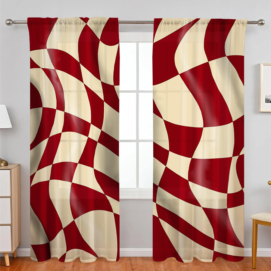 2PCS Sheer Curtains, Wine Red  - огляд і ціна Curtain Rods