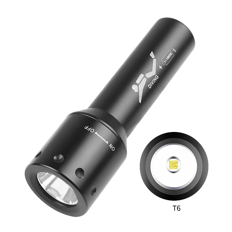 New T6 LED Diving Torch Long-R - огляд і ціна Light Switch